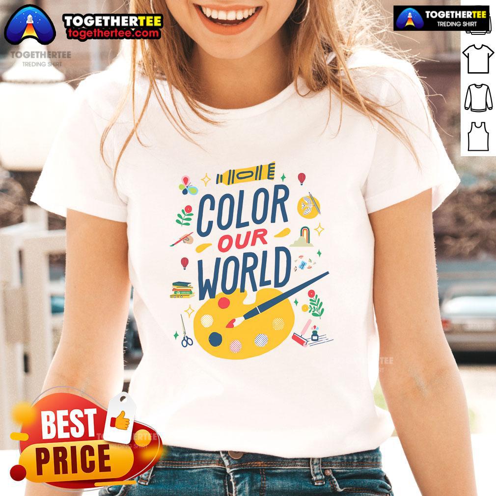 Nice Color Our World Summer Reading 2025 Art Painting Book Lover T-Shirt - Image 3