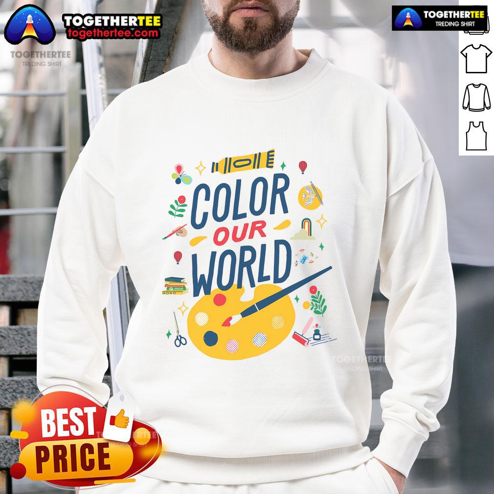 Nice Color Our World Summer Reading 2025 Art Painting Book Lover T-Shirt - Image 5