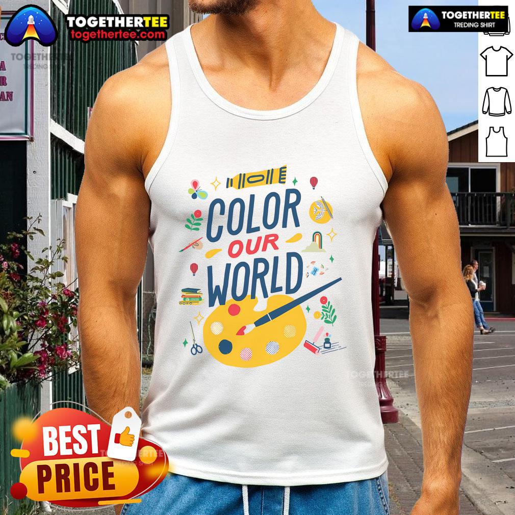 Nice Color Our World Summer Reading 2025 Art Painting Book Lover T-Shirt - Image 4