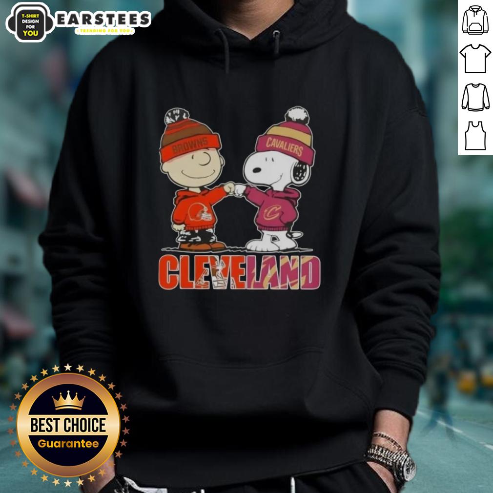 Awesome Charlie Brown And Snoopy Cleveland City Sports Browns X Cavaliers T-Shirt - Image 2