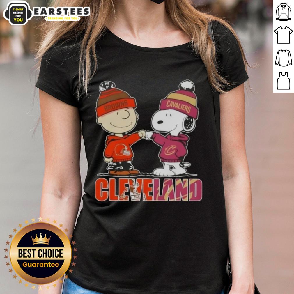 Awesome Charlie Brown And Snoopy Cleveland City Sports Browns X Cavaliers T-Shirt - Image 3