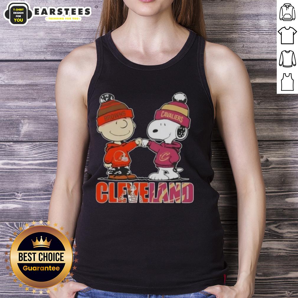Awesome Charlie Brown And Snoopy Cleveland City Sports Browns X Cavaliers T-Shirt - Image 4