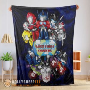 Perfect Happy Transformers Team Chibi Cute Fleece Blanket Customize Blanket