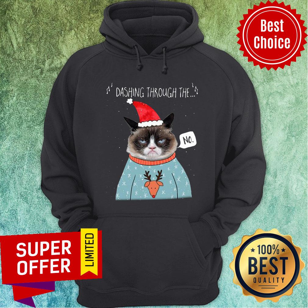 Official Cat Santa Dashing Through The No Merry Christmas Shirt - Image 2