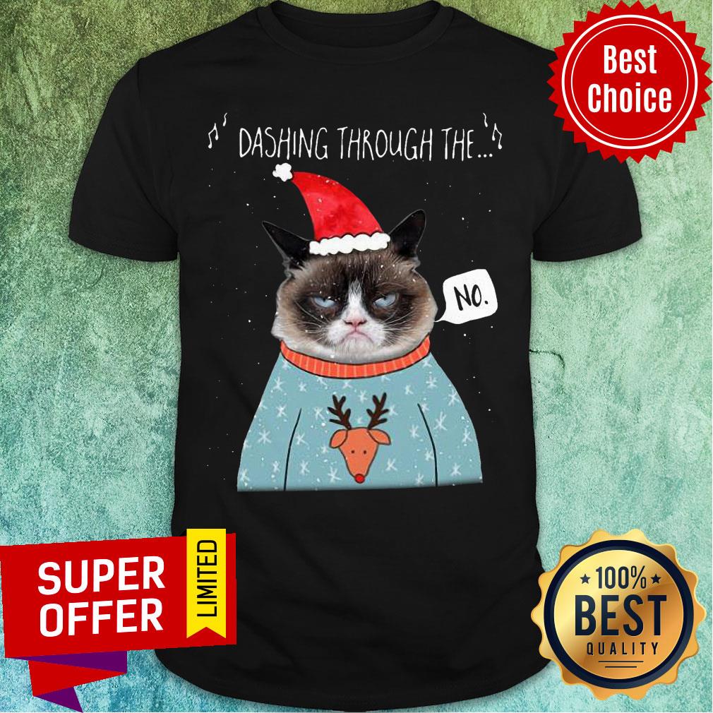 Official Cat Santa Dashing Through The No Merry Christmas Shirt