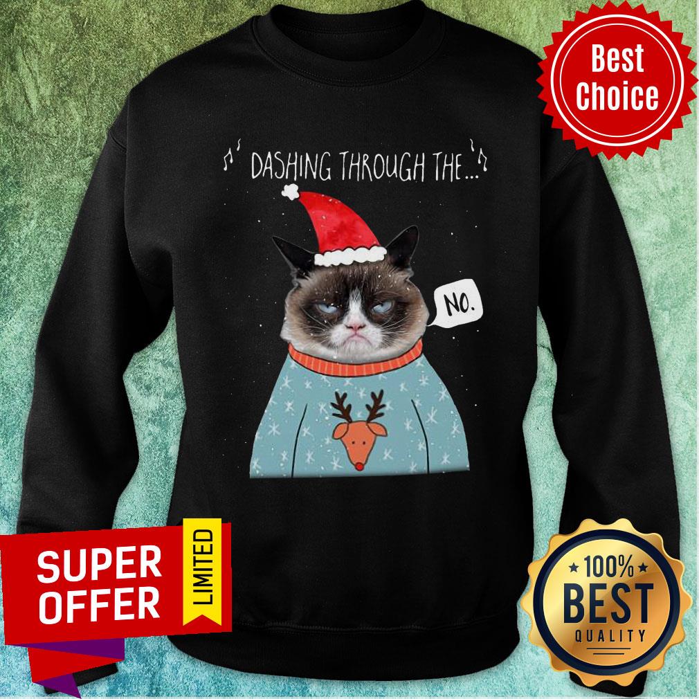 Official Cat Santa Dashing Through The No Merry Christmas Shirt - Image 5