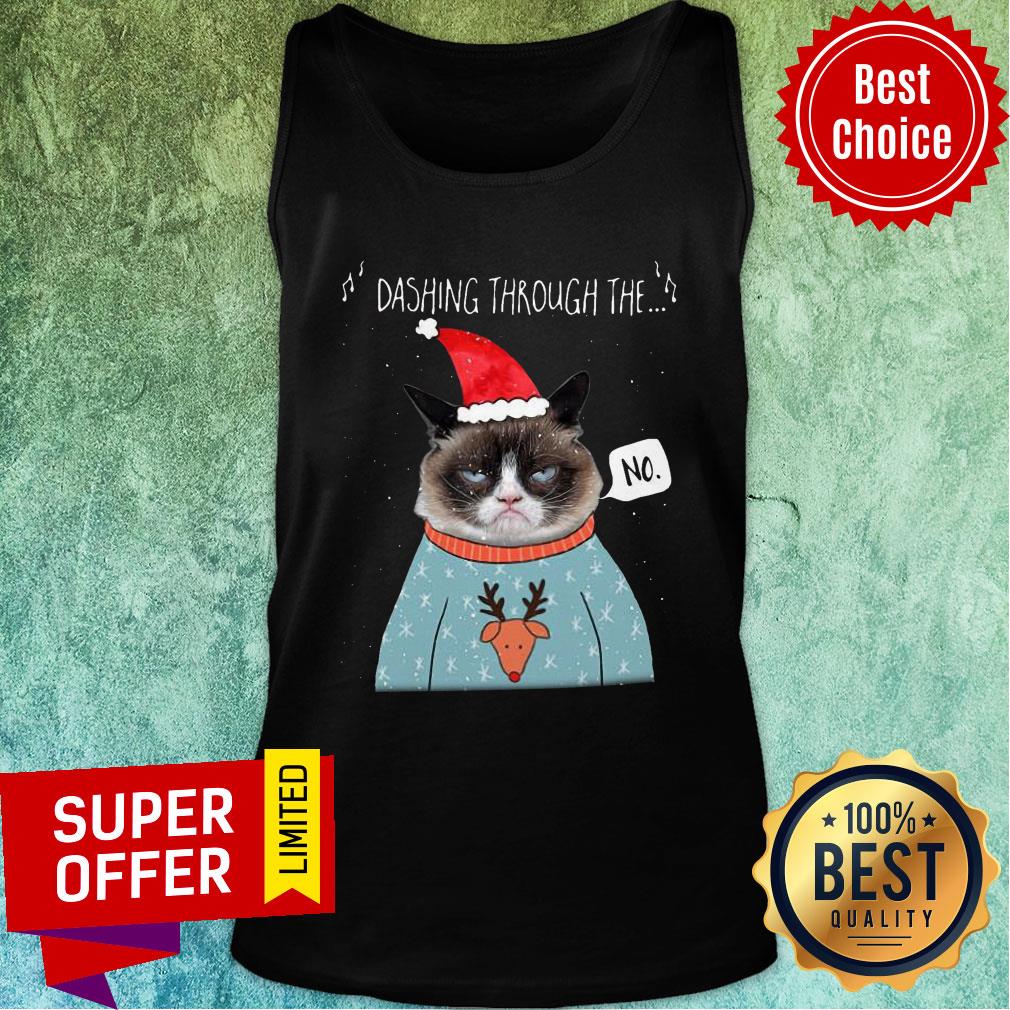 Official Cat Santa Dashing Through The No Merry Christmas Shirt - Image 4