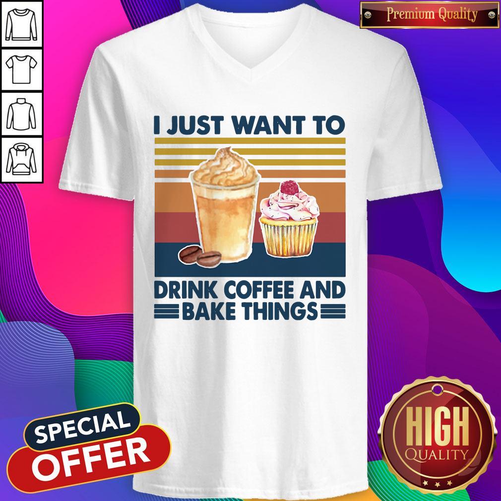 Official I Just Want To Drink Coffee And Bake Things Vintage Shirt - Image 5