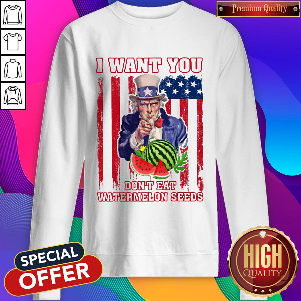 Official Tio Sam I Want You Don_t Eat Watermelon Seeds America Flag Shirt - Image 4