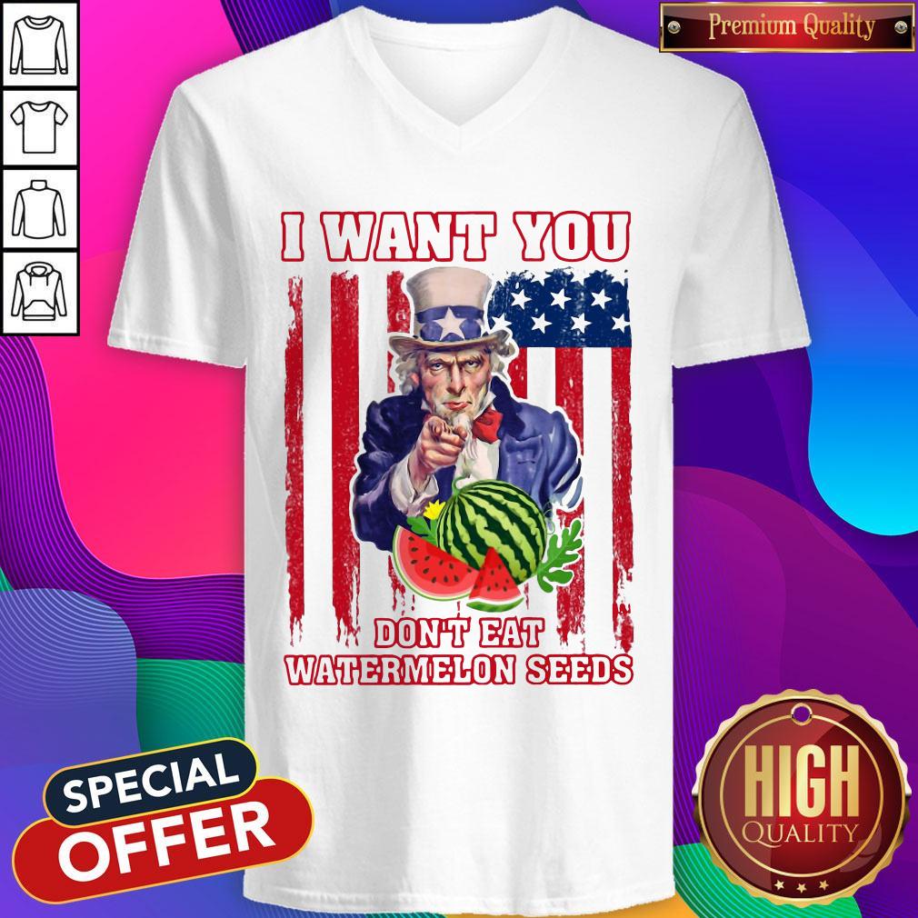 Official Tio Sam I Want You Don_t Eat Watermelon Seeds America Flag Shirt - Image 2