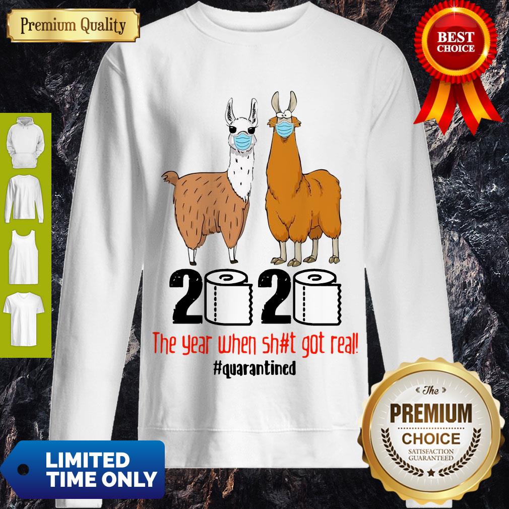 Premium Llama 2020 The Year When Shit Got Real Quarantined Shirt - Image 2