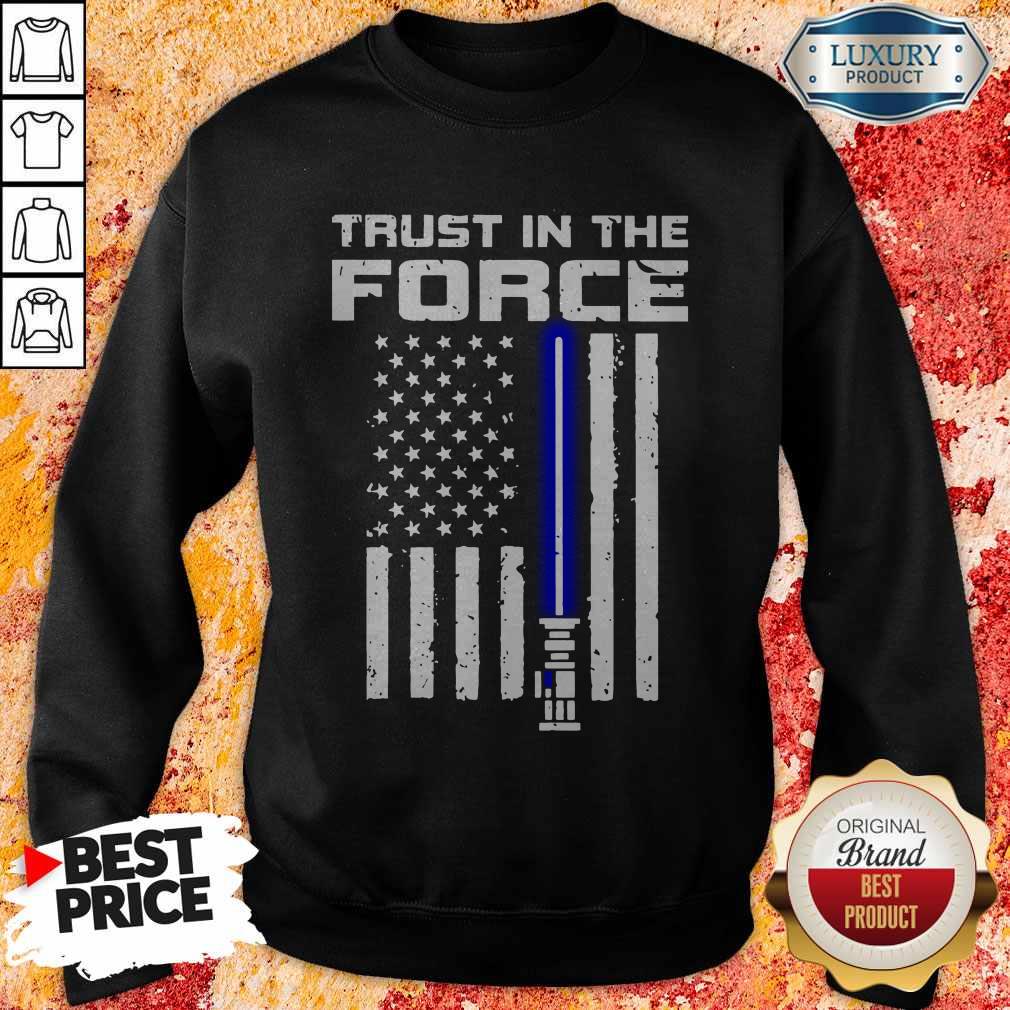 Trust In The Force American Blue Lightsaber Police Flag Shirt - Image 5