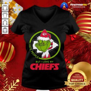 Alternative view of Hot The Grinch Santa I Hate People But I Love My Kansas City Chiefs Christmas Shirt
