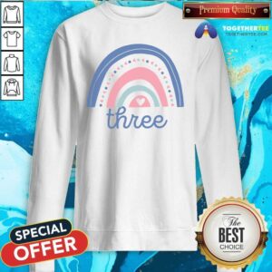 Alternative view of Cute Rainbow Three Birthday Shirt