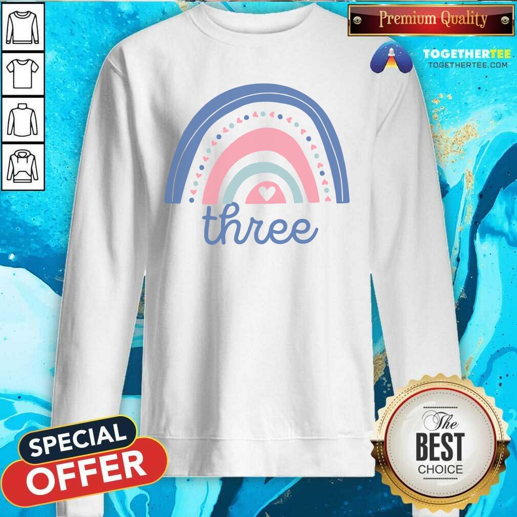 Cute Rainbow Three Birthday Shirt - Image 2