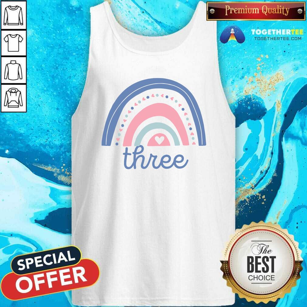 Cute Rainbow Three Birthday Shirt - Image 4