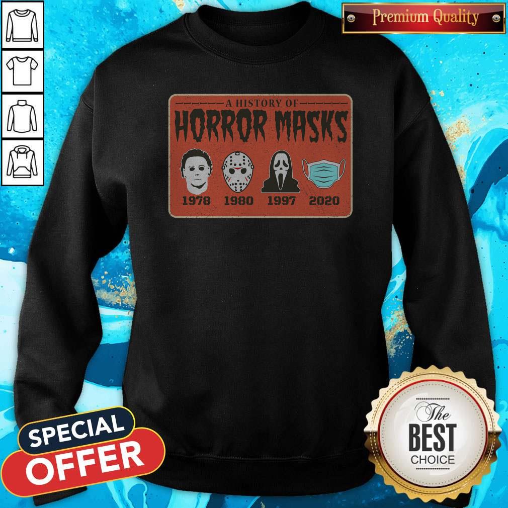 Nice A History Of Horror Masks Halloween Shirt - Image 2