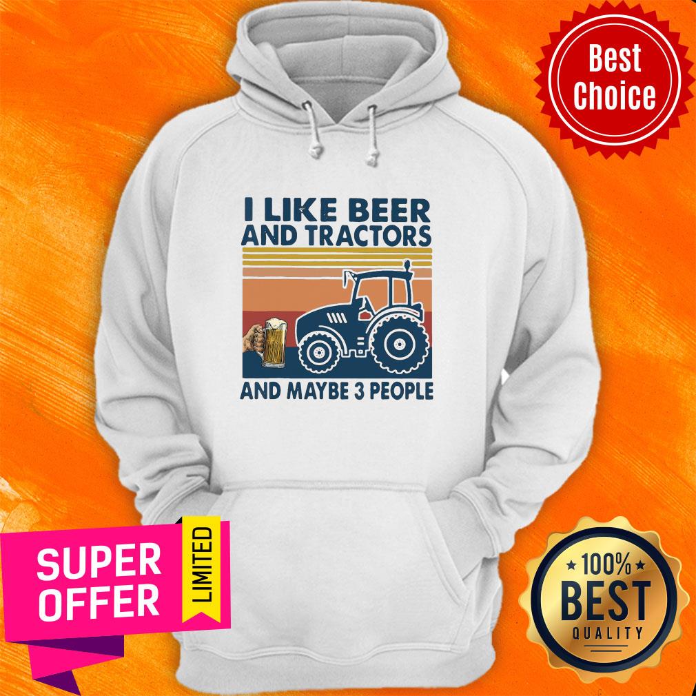 Official I Like Beer Tractors Maybe 3 People Vintage Retro Shirt - Image 2