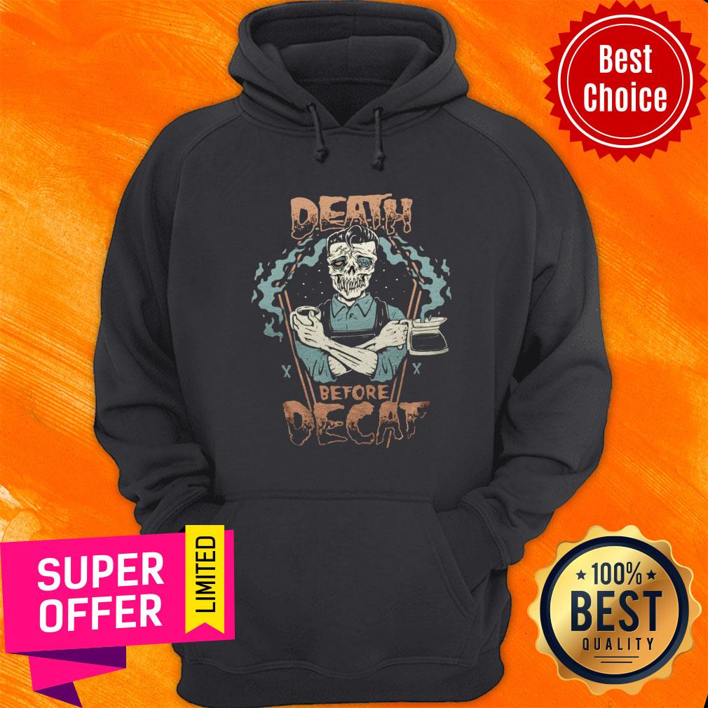 Skeleton Death Before Decaf Coffee Shirt - Image 2