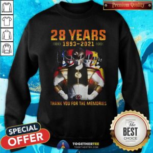 Alternative view of Hot 28 Years 1993 2021 Of The Mighty Morphin Power Rangers Shirt