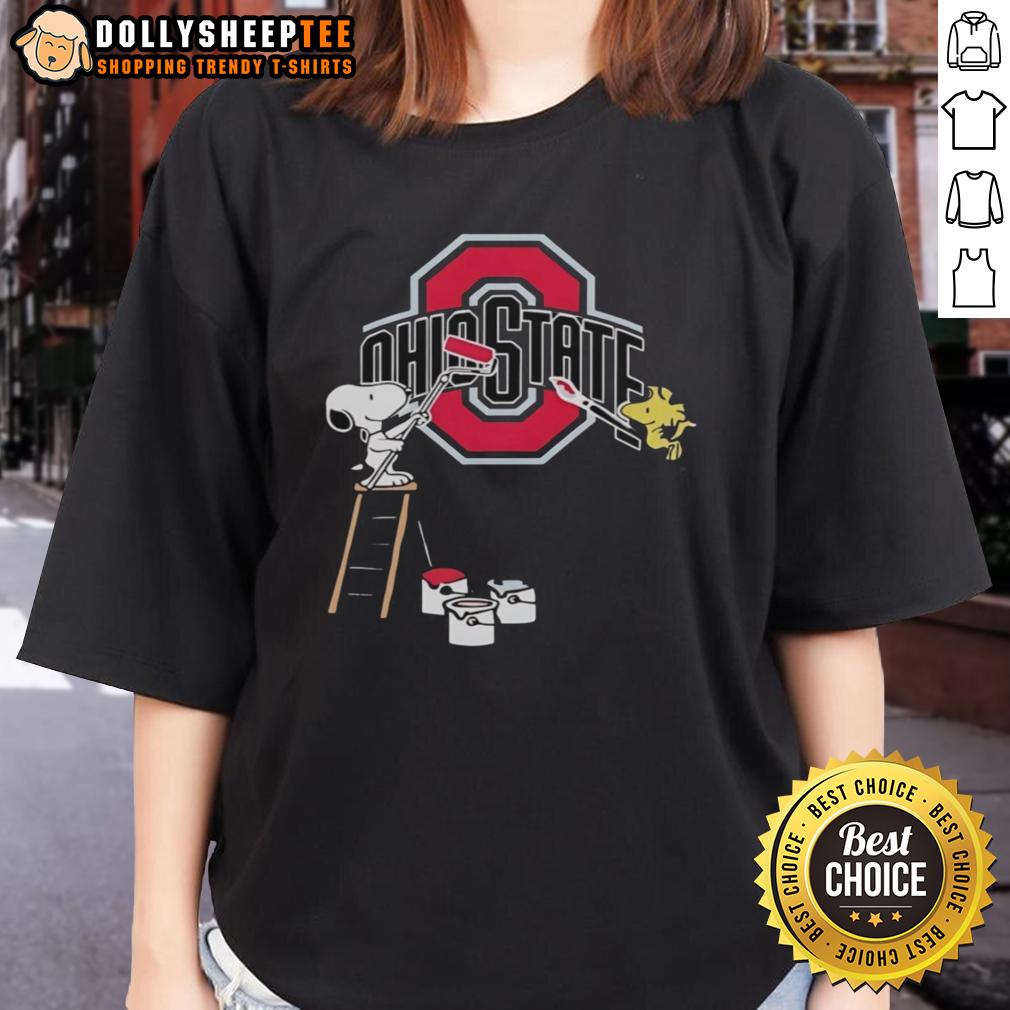 Nice Snoopy And Woodstock Painting Ohio State Buckeyes T-Shirt - Image 3