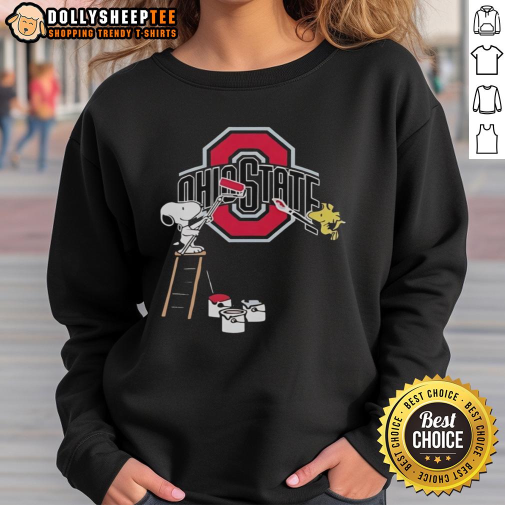 Nice Snoopy And Woodstock Painting Ohio State Buckeyes T-Shirt - Image 5