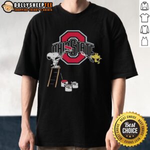Nice Snoopy And Woodstock Painting Ohio State Buckeyes T-Shirt