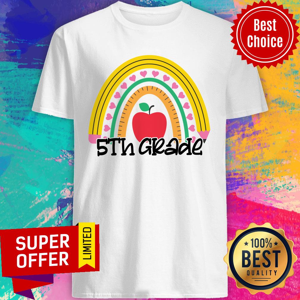 Back To School Rainbow 5th Grade Ruler Pencil Shirt