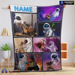 Official Disney Cartoon Wall-E And Eve Blanket Fleece Customized Blanket