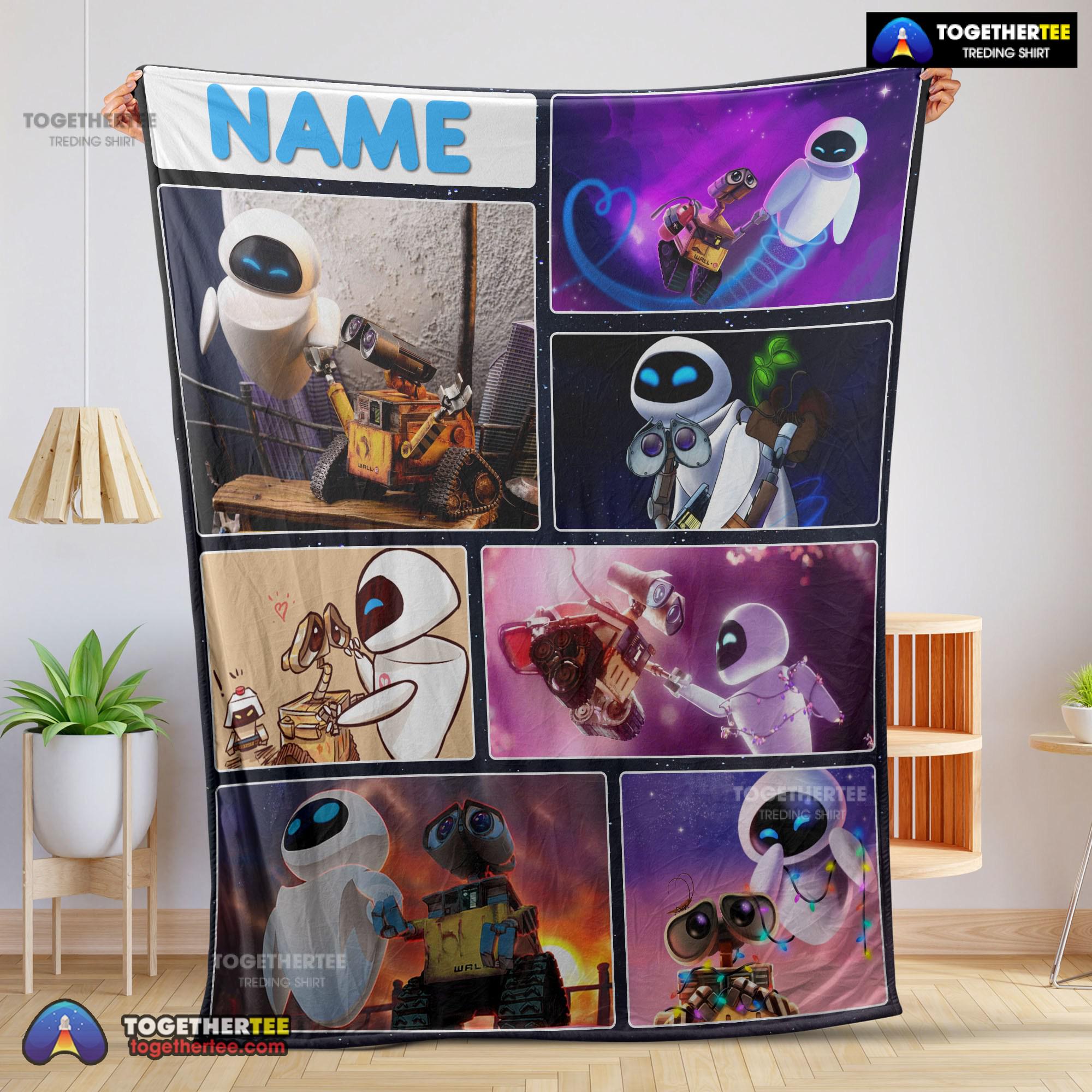 Official Disney Cartoon Wall-E And Eve Blanket Fleece Customized Blanket