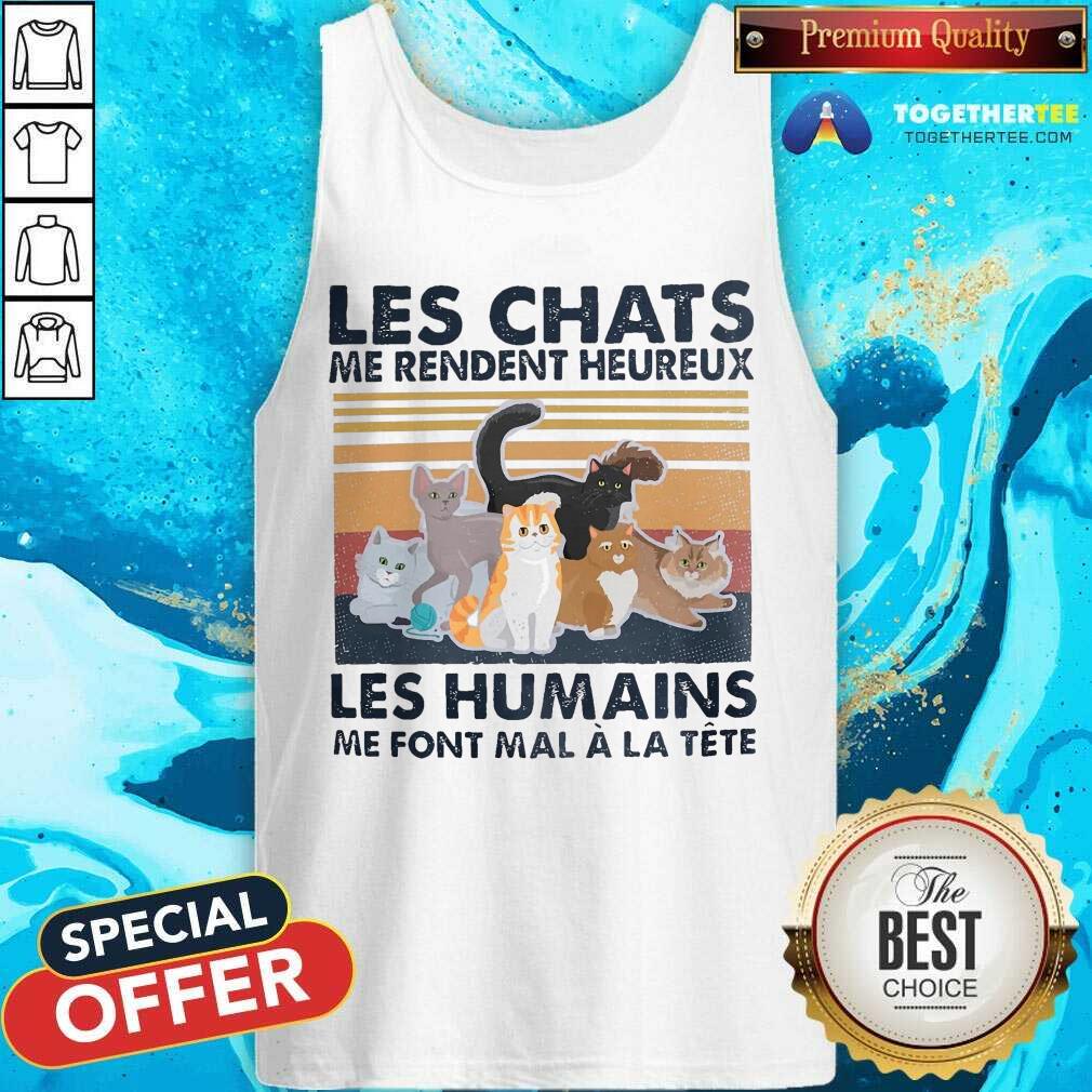 Les Chats Me Rendent Heureux Les Humains Me Font Mal A La Tete Cat Vintage Shirt - Image 4