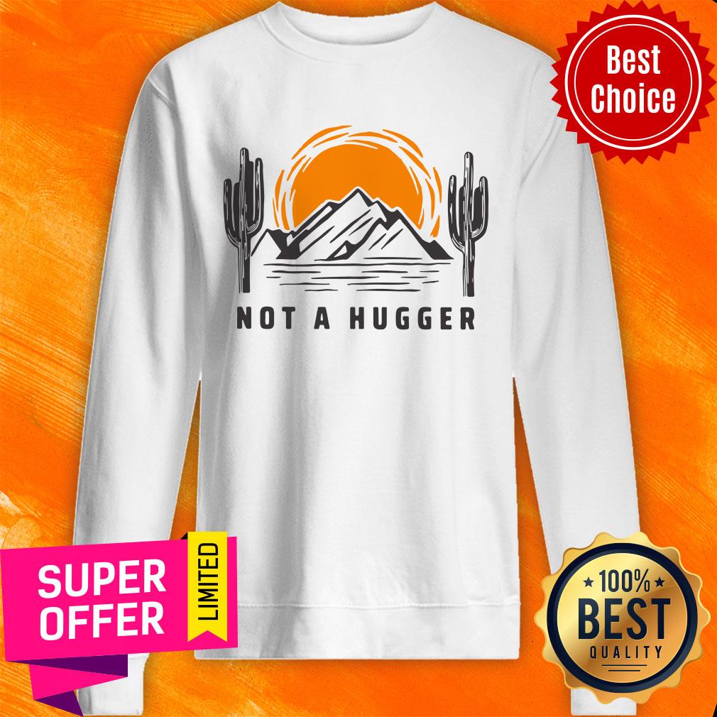 Official Cactus Not A Hugger Cactus Introvert Vintage Sunset Shirt - Image 2