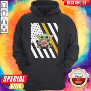 Alternative view of Premium American Flag Baby Yoda Hug Burger King Shirt