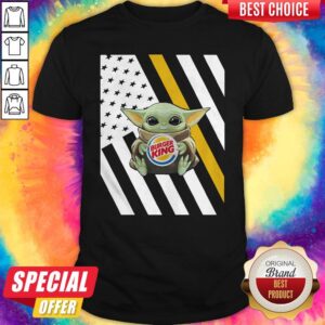 Premium American Flag Baby Yoda Hug Burger King Shirt