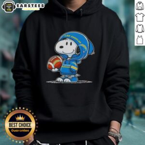 Alternative view of Cute Peanuts Snoopy Wearing Hoodie Los Angeles Chargers And Smilling At Fans T-Shirt