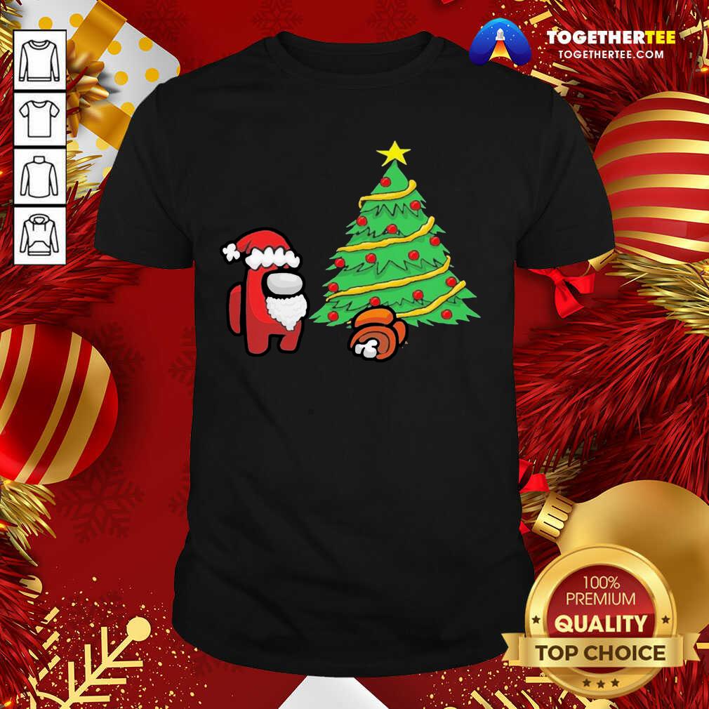 Cute Among Us Hat Santa And Tree Pine Merry Christmas Shirt