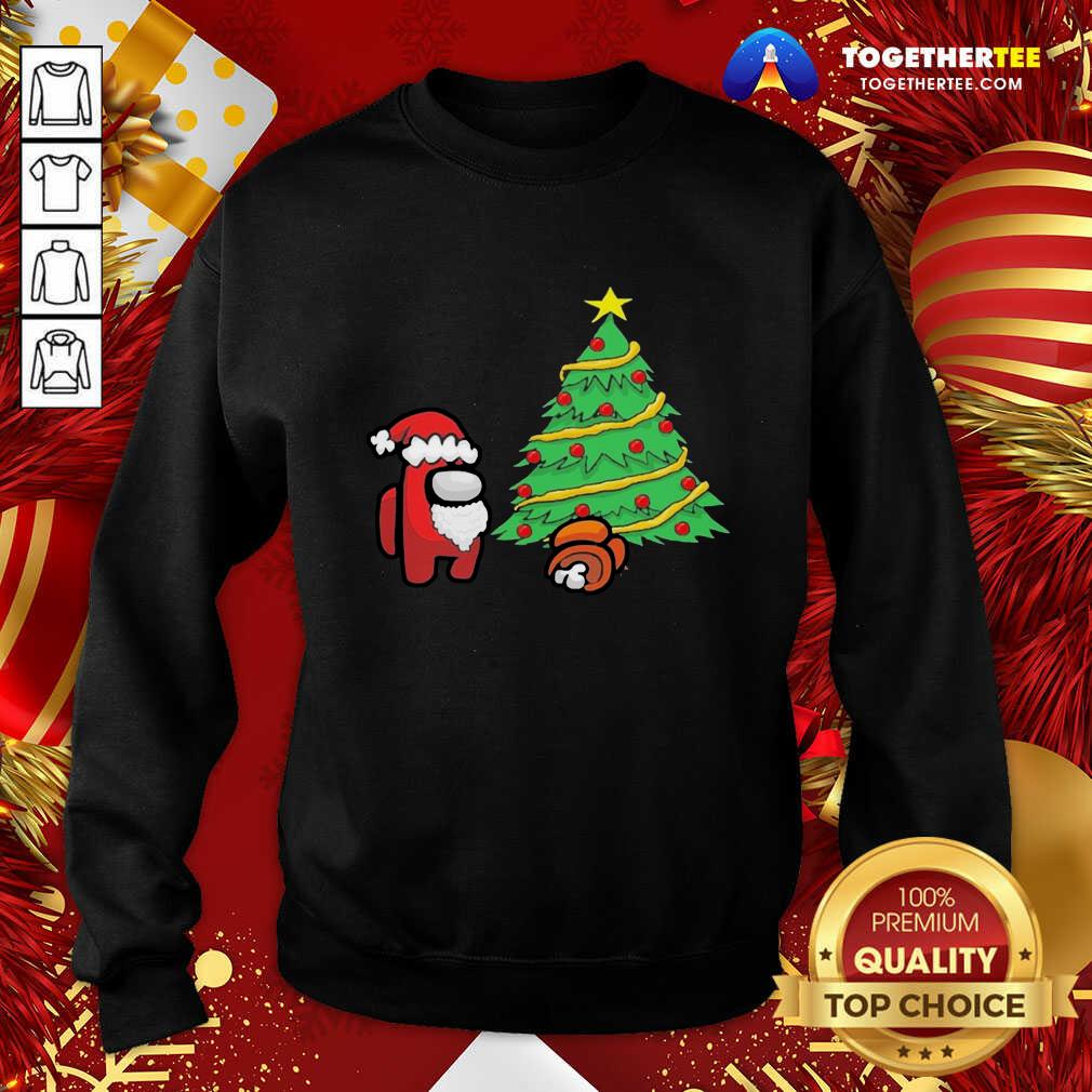 Cute Among Us Hat Santa And Tree Pine Merry Christmas Shirt - Image 4