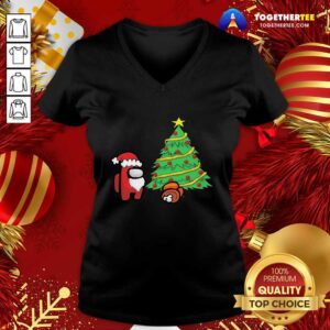 Alternative view of Cute Among Us Hat Santa And Tree Pine Merry Christmas Shirt