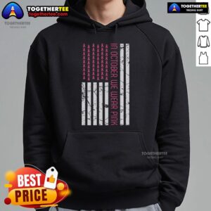 Alternative view of Pretty In October We Wear Pink America Flag Breast Cancer Awareness T-Shirt