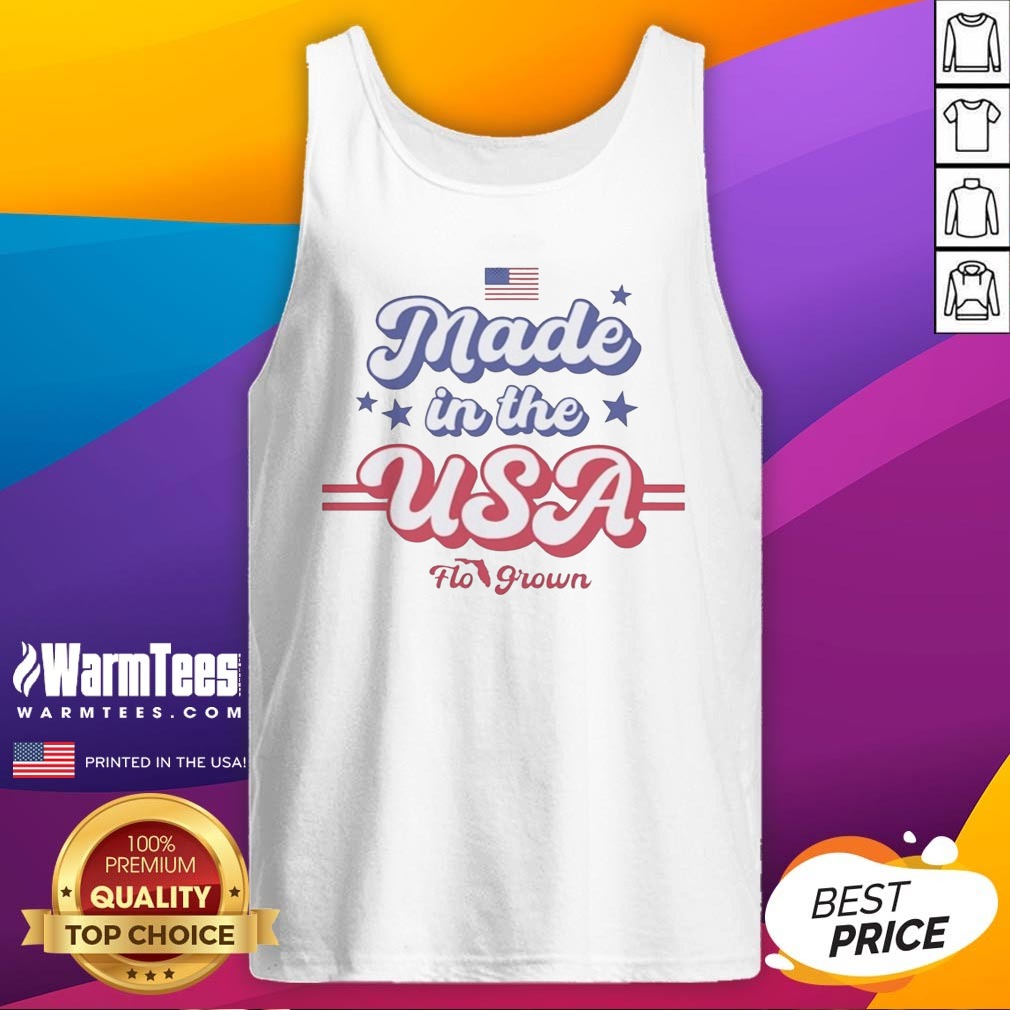 Funny Made In The USA Flo Grown American Flag Patriotic Stars Text Design Shirt - Image 5