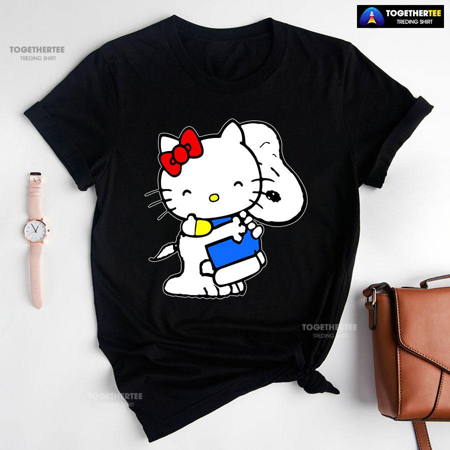 Snoopy Hugs Hello Kitty T-Shirt