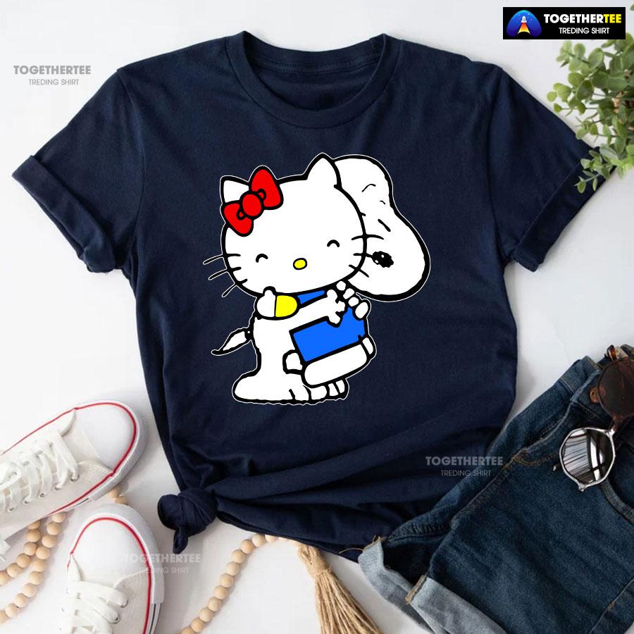 Snoopy Hugs Hello Kitty T-Shirt - Image 4