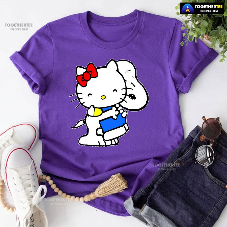 Snoopy Hugs Hello Kitty T-Shirt - Image 8