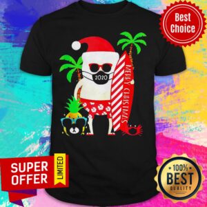 Awesome Santa Surfing Wear Mask Merry Christmas Shirt