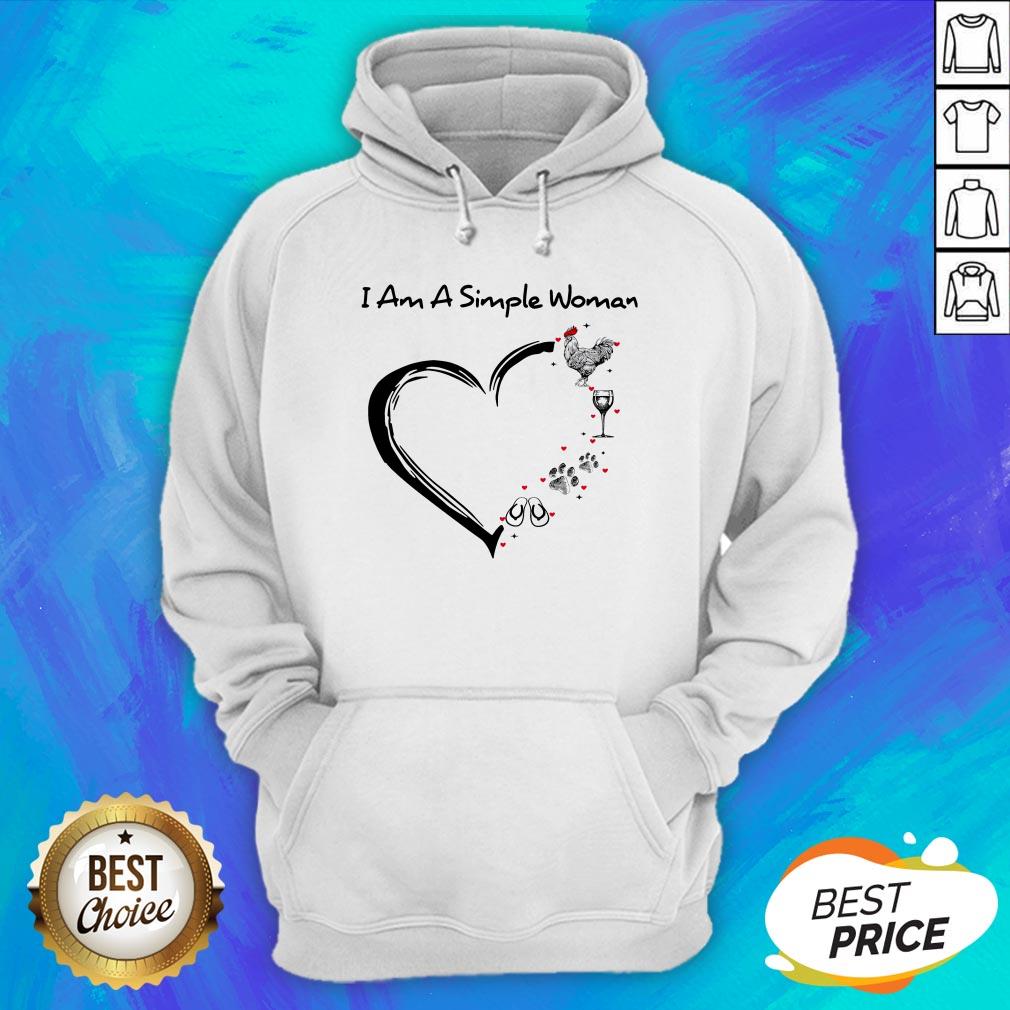 I Am A Simple Woman Chicken Wine Dog Paw And Flip Flop Shirt - Image 3