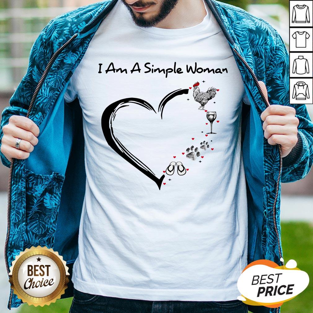 I Am A Simple Woman Chicken Wine Dog Paw And Flip Flop Shirt