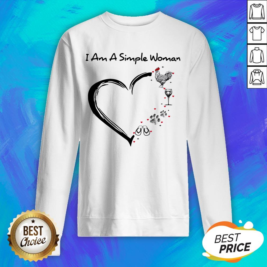 I Am A Simple Woman Chicken Wine Dog Paw And Flip Flop Shirt - Image 2