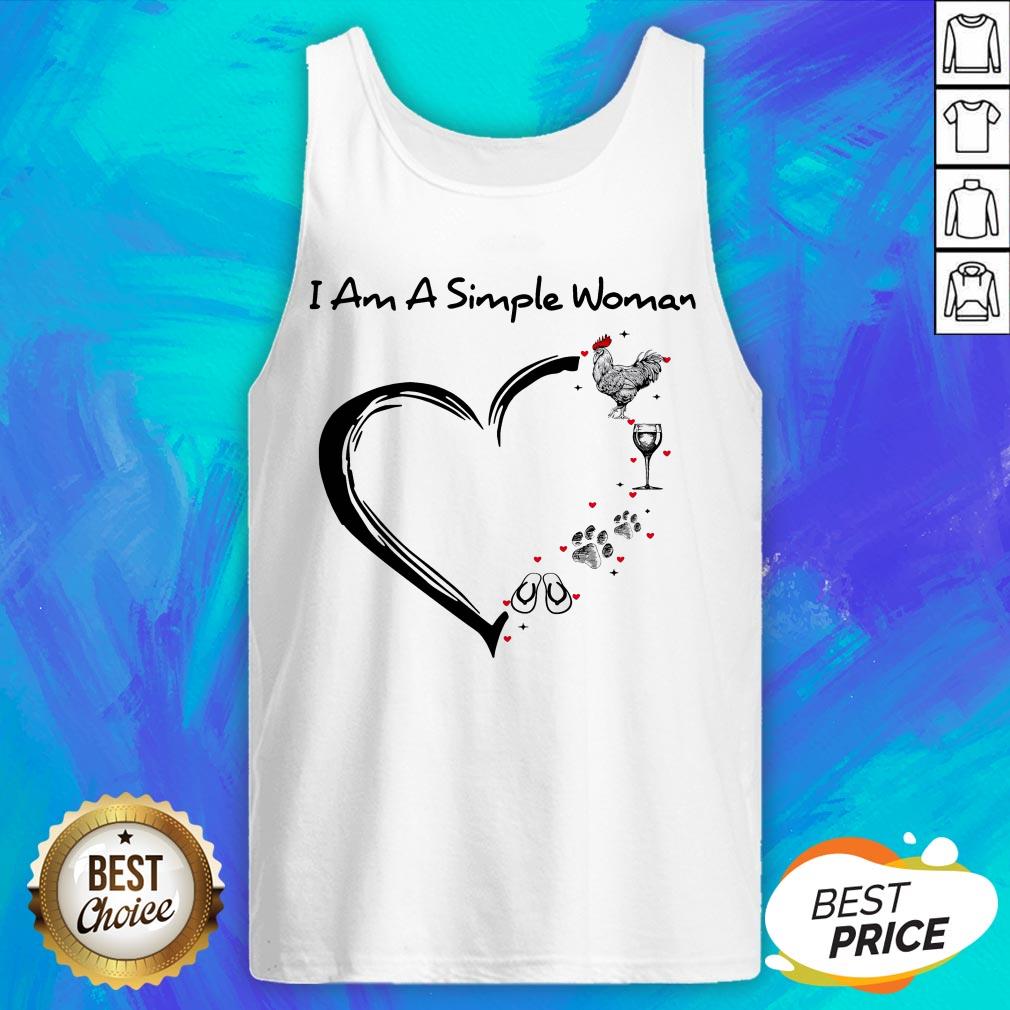 I Am A Simple Woman Chicken Wine Dog Paw And Flip Flop Shirt - Image 4
