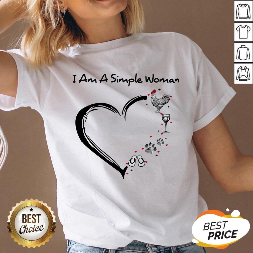 I Am A Simple Woman Chicken Wine Dog Paw And Flip Flop Shirt - Image 5
