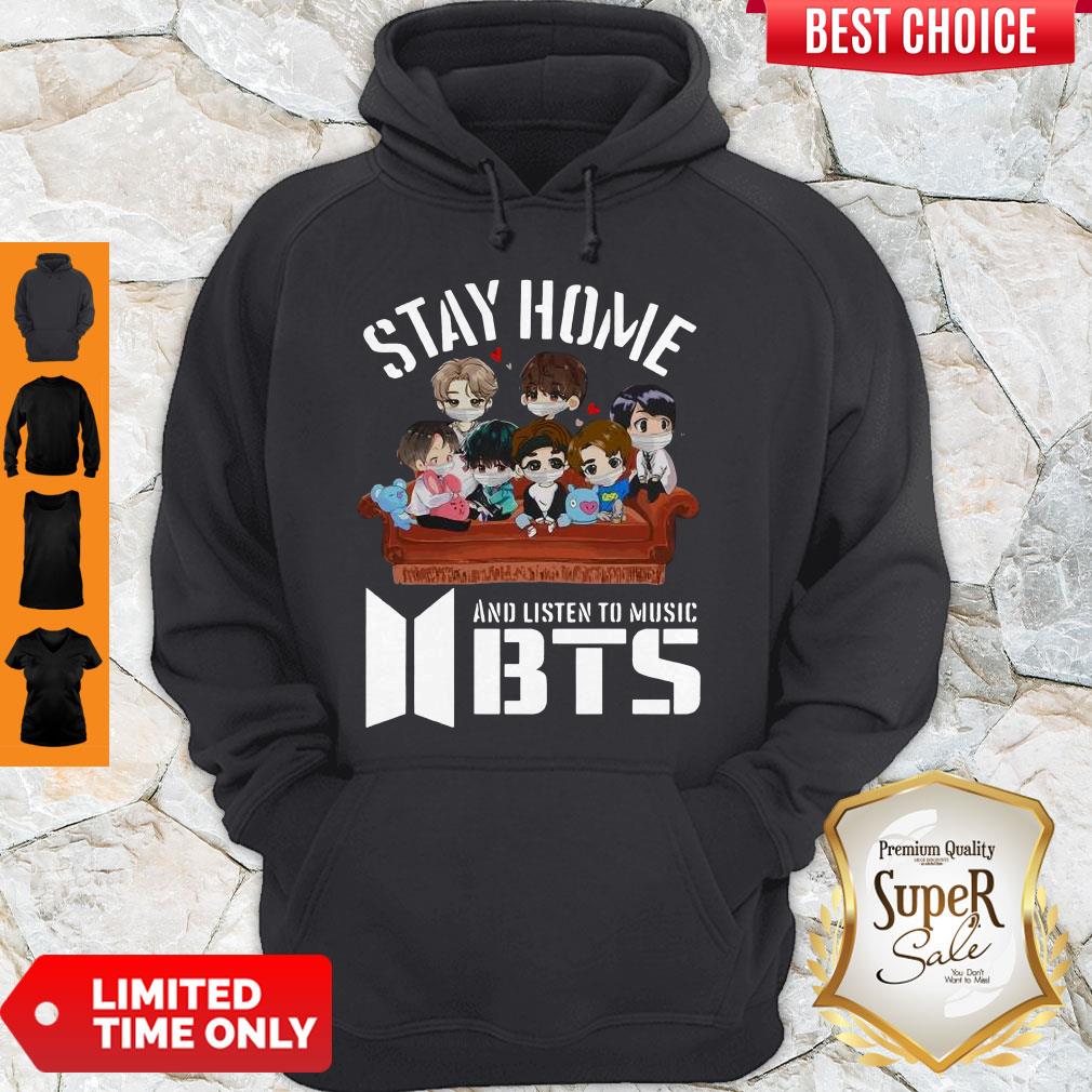 Funny Stay Home And Listen To Music Bts Shirt - Image 4
